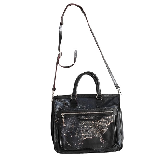 MZ Wallace Black Nylon Coated Canvas Satellite Britt Tote Bag - Picture 2 of 8